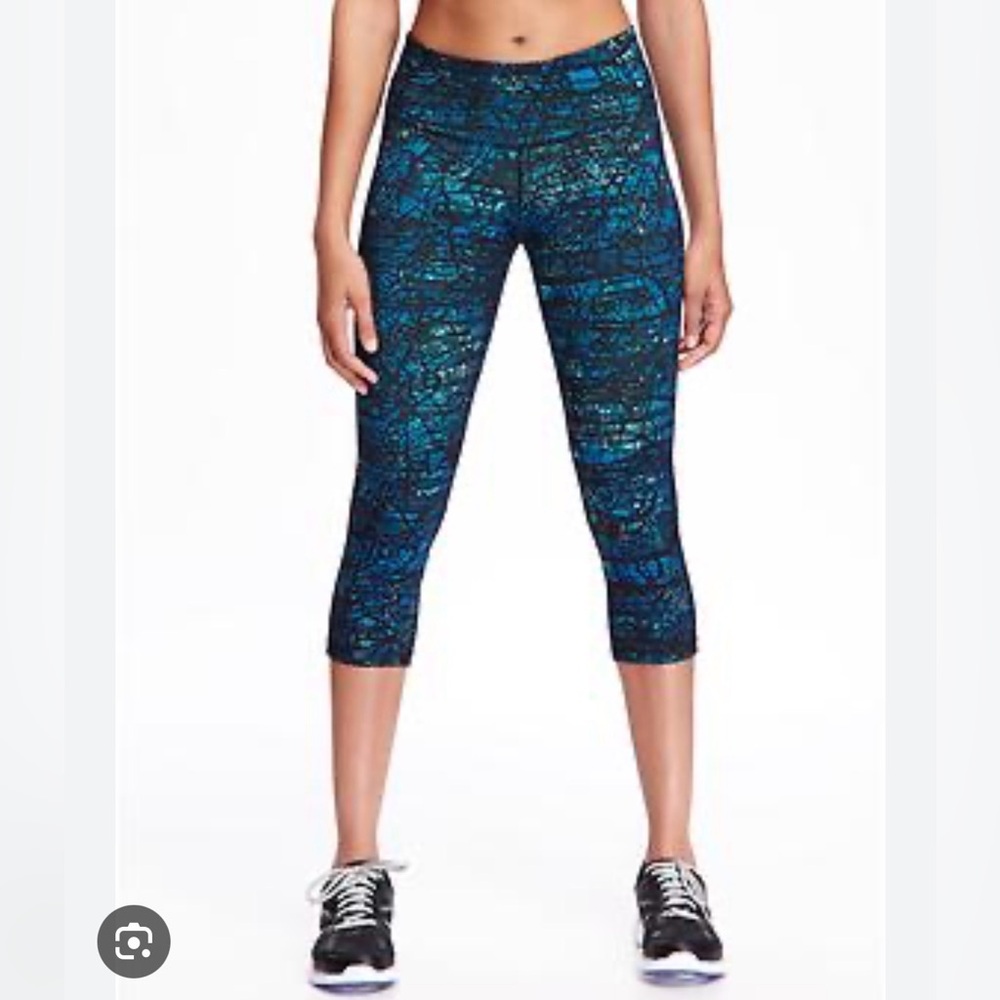 Old Navy Active Teal and Black Patterned Leggings